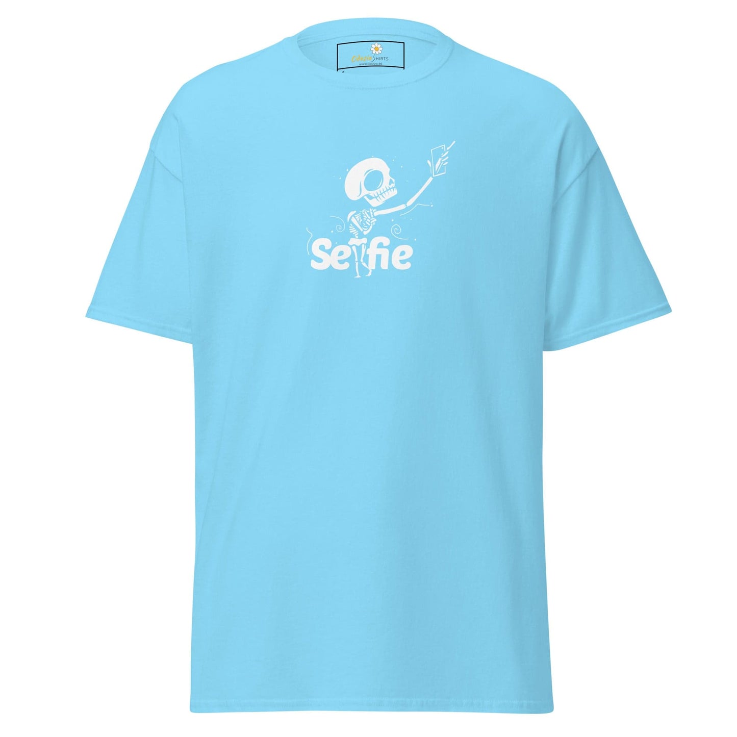 Unisex classic t-shirt - SKULL SELFIE - REGULAR - Sky / S