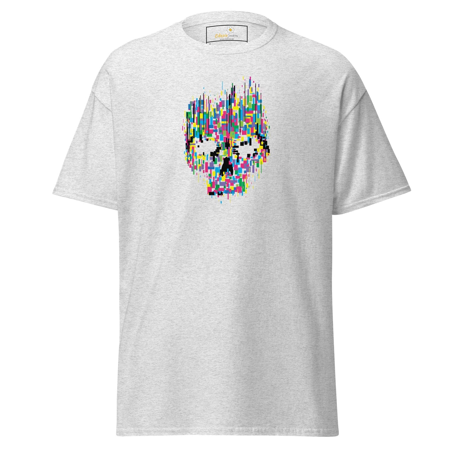 Unisex classic t-shirt - SKULL COLORFUL CUBES - REGULAR - Ash / S