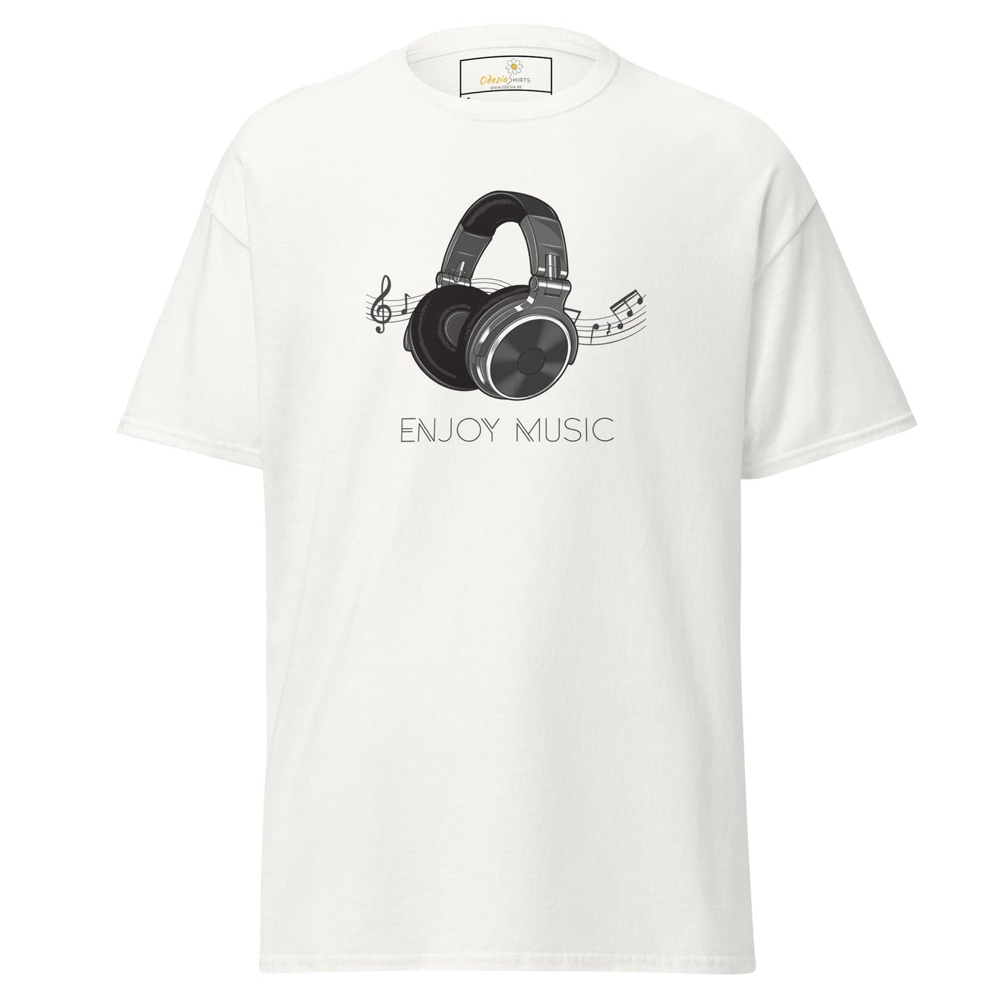 White T-shirt with headphone graphic from T-SHIRT DESIGN TEE for Men and Women S to XL
