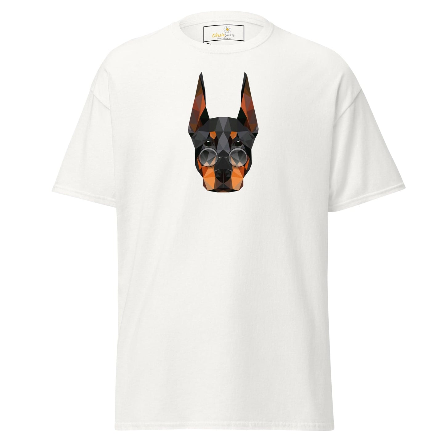 White T-shirt with dog graphic from T-SHIRT DESIGN TEE for Men and Women in sizes 2XL to 5XL