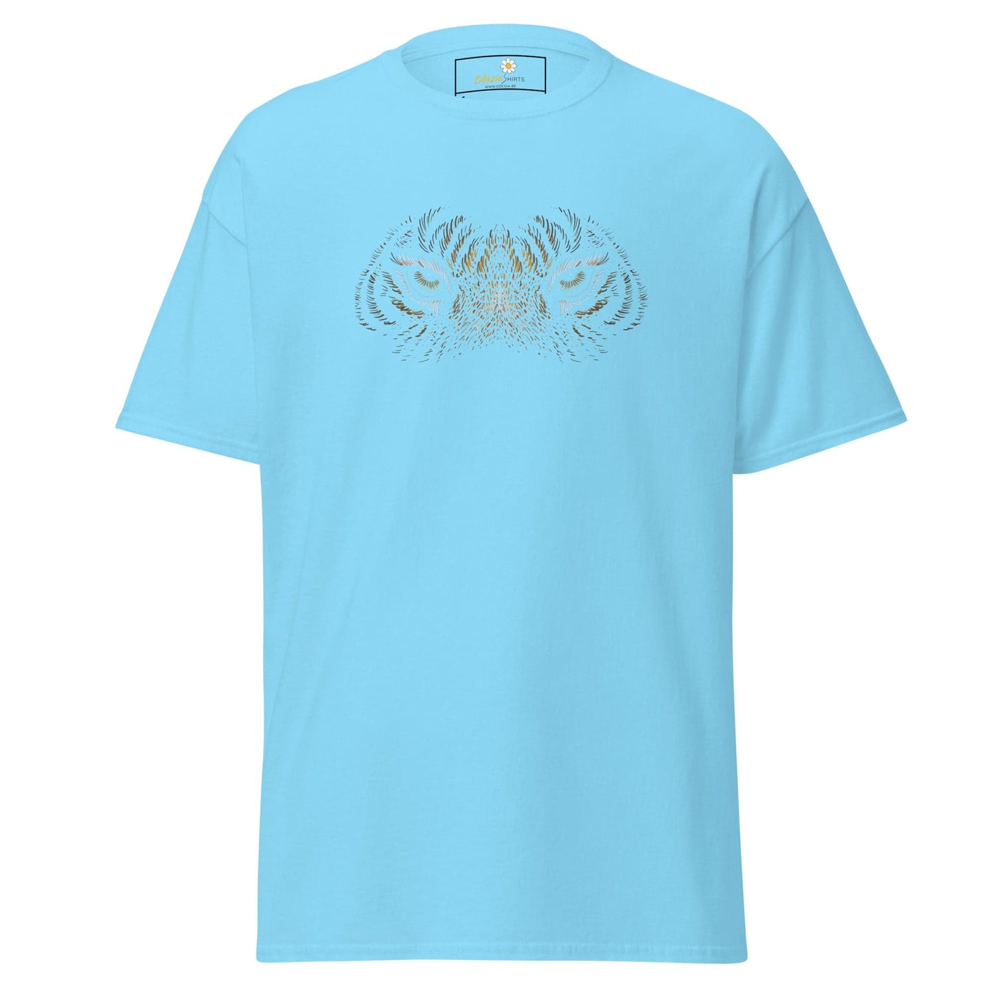 Men’s classic t-shirt - WILD LIFE TIGER EYES - REGULAR - Sky / S
