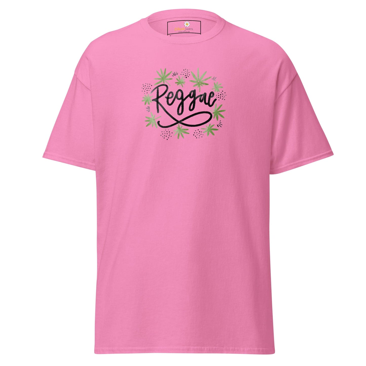 Unisex classic t-shirt - MUSIC REGGAE LEAVES - REGULAR - Azalea / S