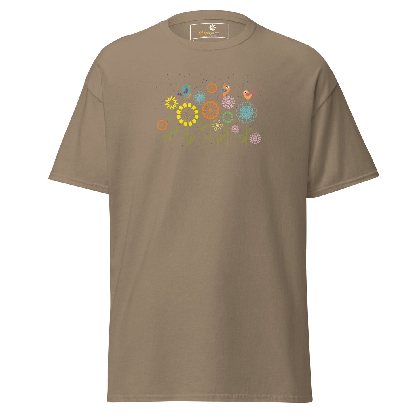 Unisex classic tee - ANIMALS BIRDS ON FLOWERS - REGULAR - Brown Savana / S