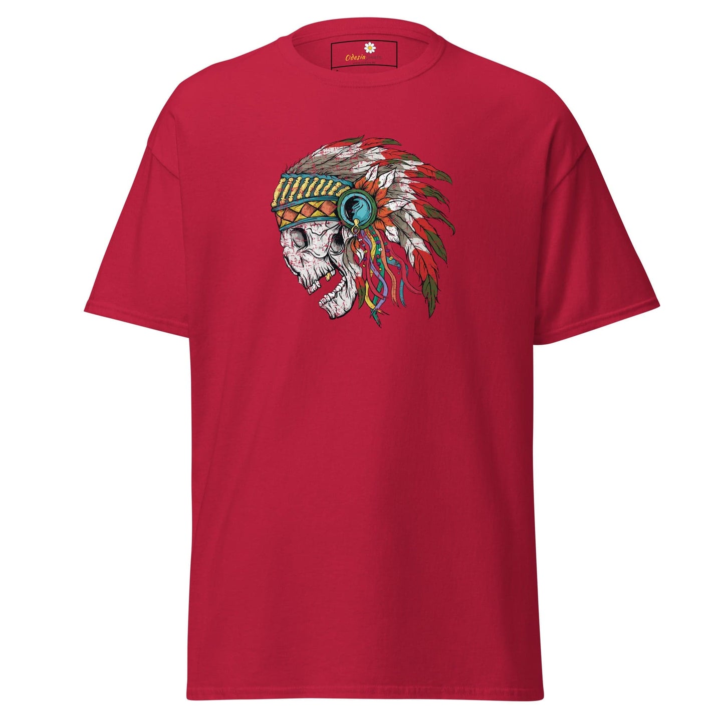 Unisex classic t-shirt - SKULL NATIVE INDIAN - REGULAR - Cardinal / S