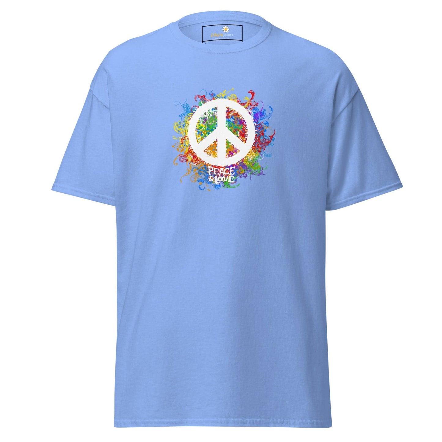 Unisex classic tee - POSITIVE PEACE AND LOVE - REGULAR - Carolina Blue / S