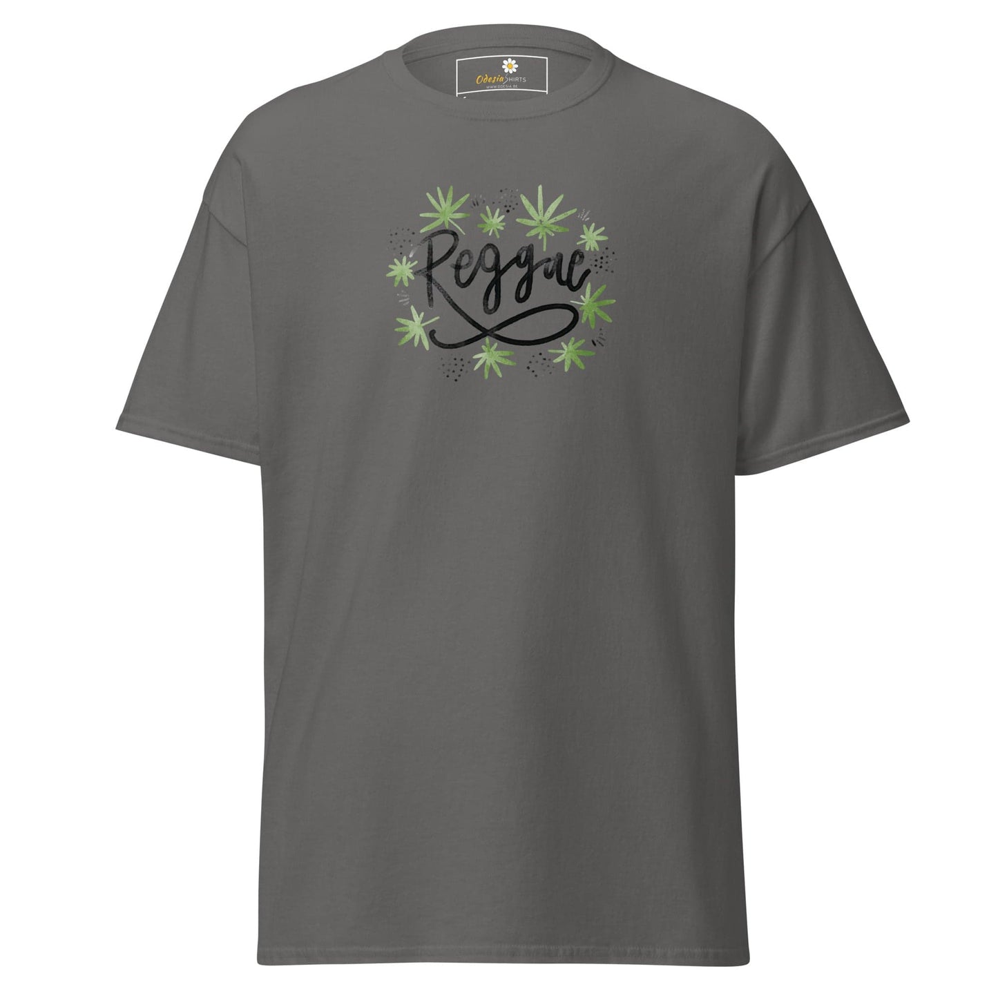 Unisex classic t-shirt - MUSIC REGGAE LEAVES - REGULAR - Charcoal / S