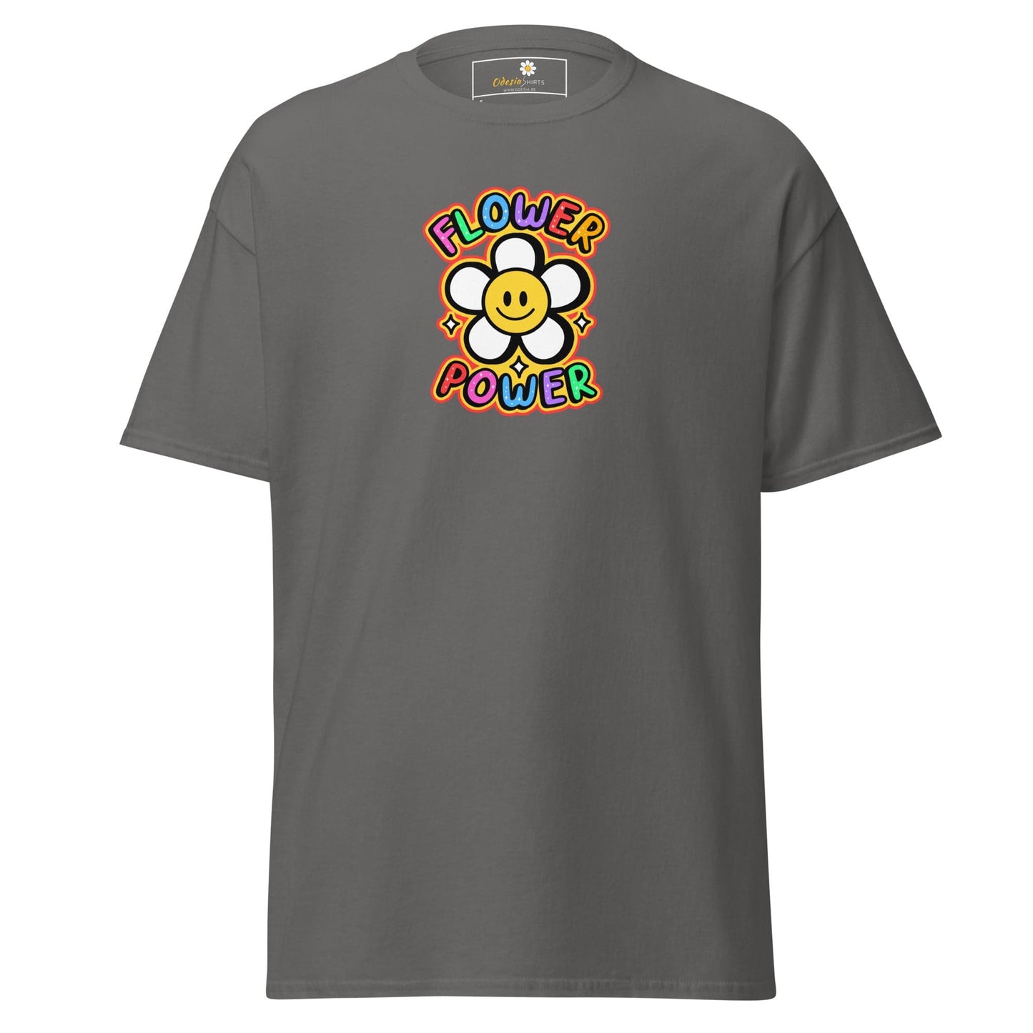 Unisex classic t-shirt - POSITIVE FLOWER POWER - REGULAR - Charcoal / S