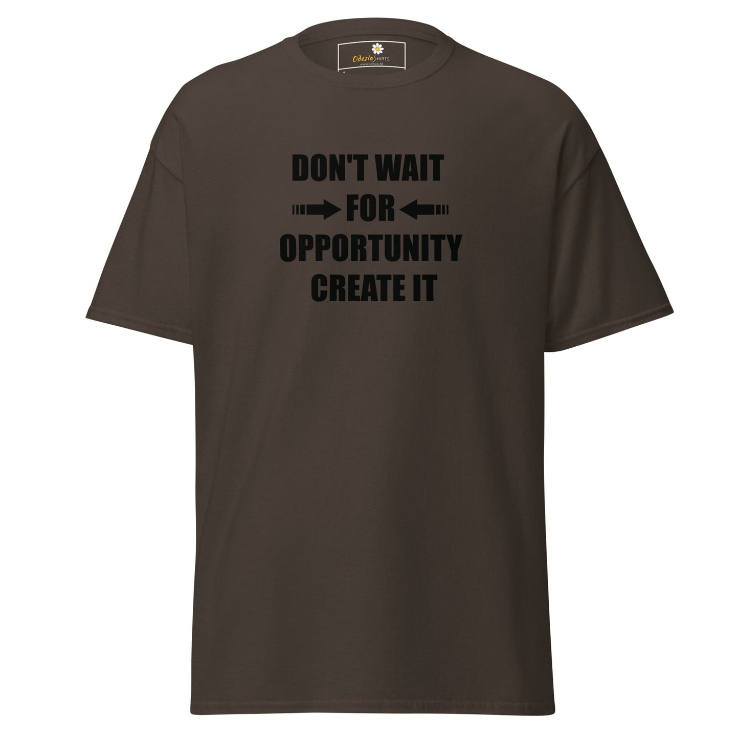 Unisex classic tee - TEXT DONT WAIT OPPORTUNITY - REGULAR - Dark Chocolate / S