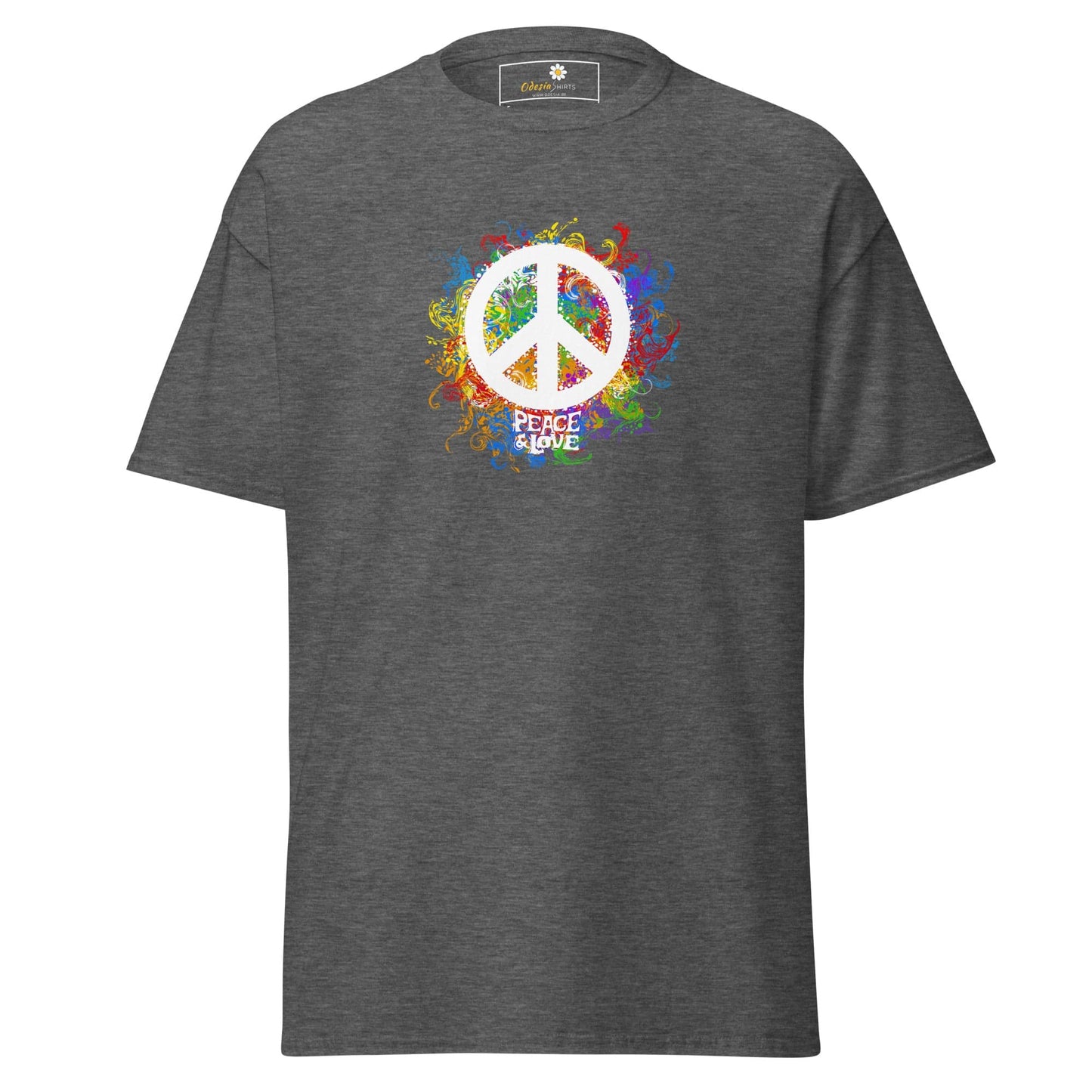 Unisex classic tee - POSITIVE PEACE AND LOVE - REGULAR - Dark Heather / S