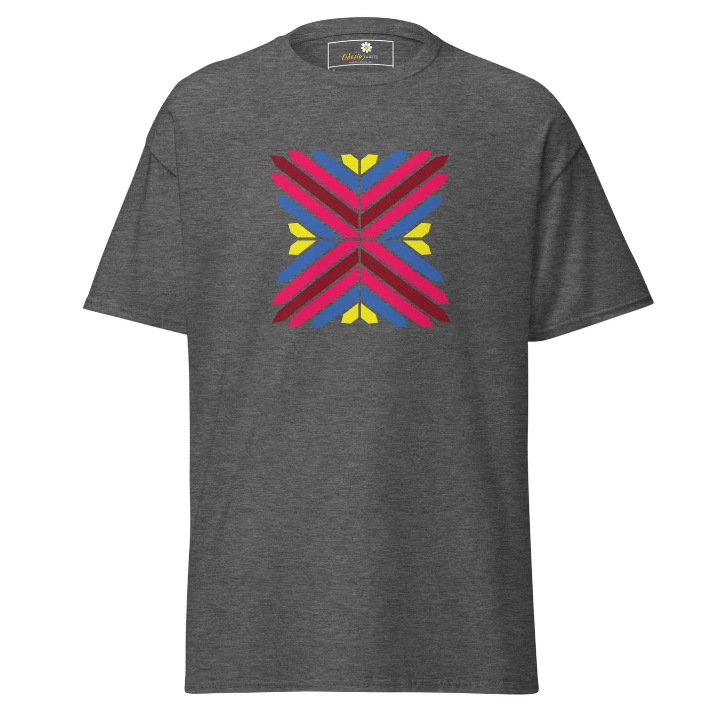 Unisex classic tee - ABSTRACT TRIANGLES - REGULAR - Dark Heather / S