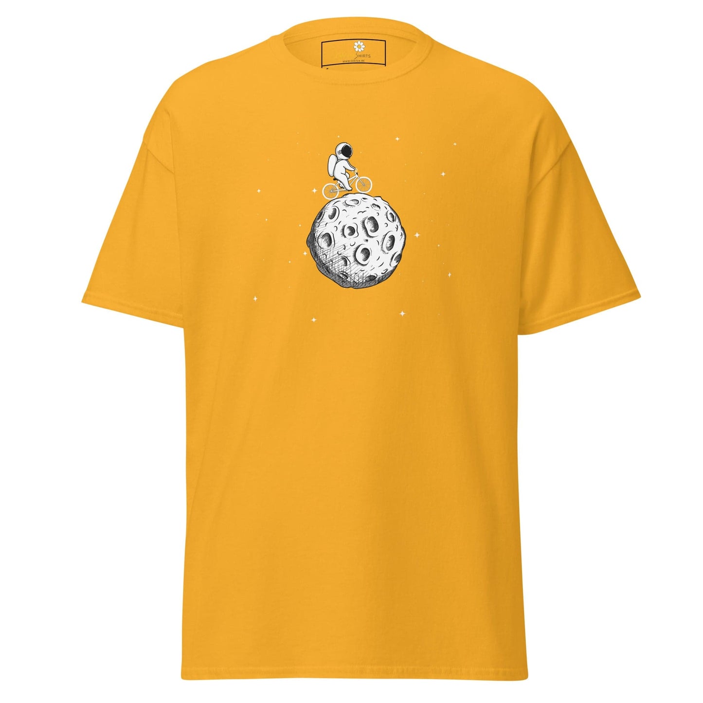 Unisex classic t-shirt - ASTRONAUT RIDING BIKE MOON - REGULAR - Gold / S
