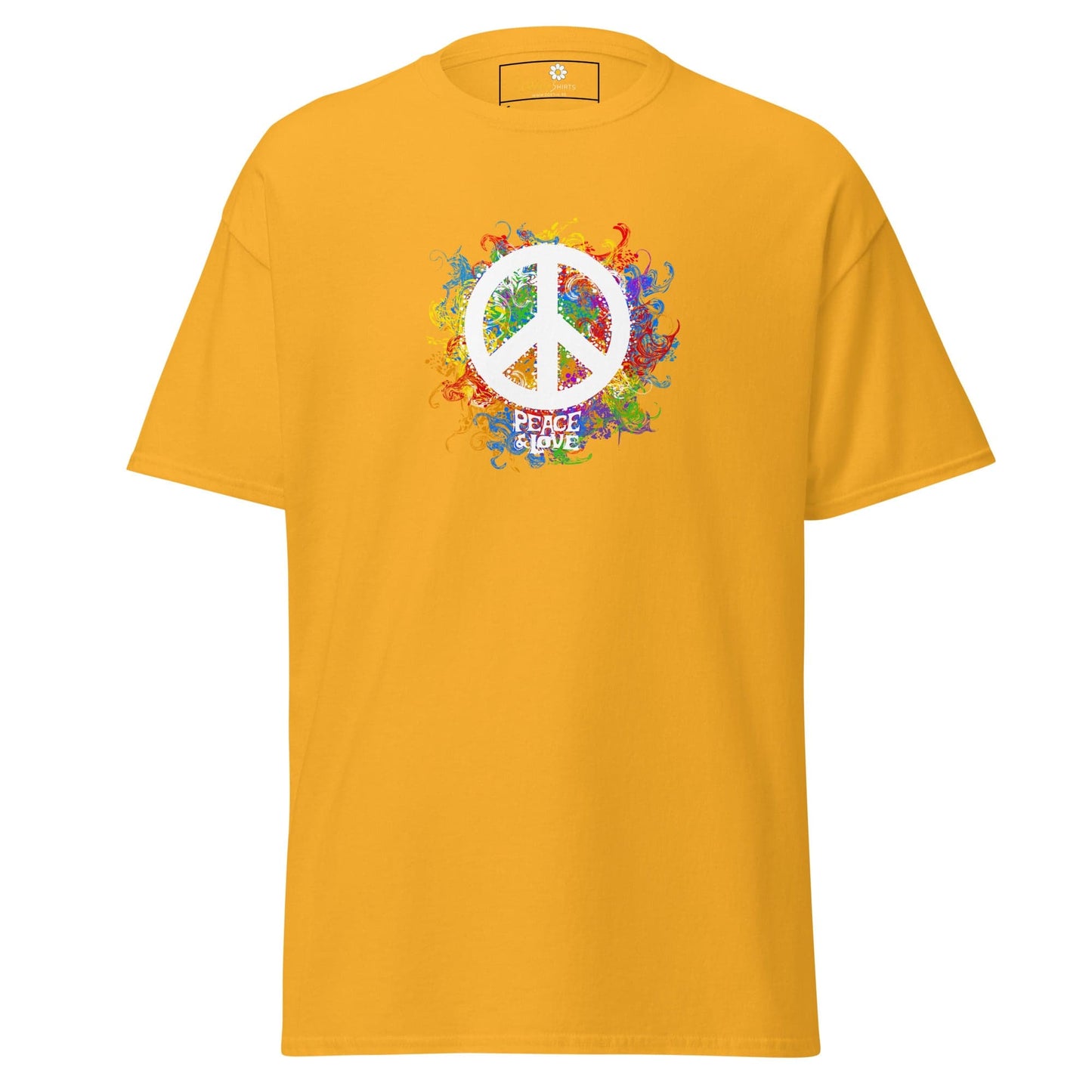Unisex classic tee - POSITIVE PEACE AND LOVE - REGULAR - Gold / S