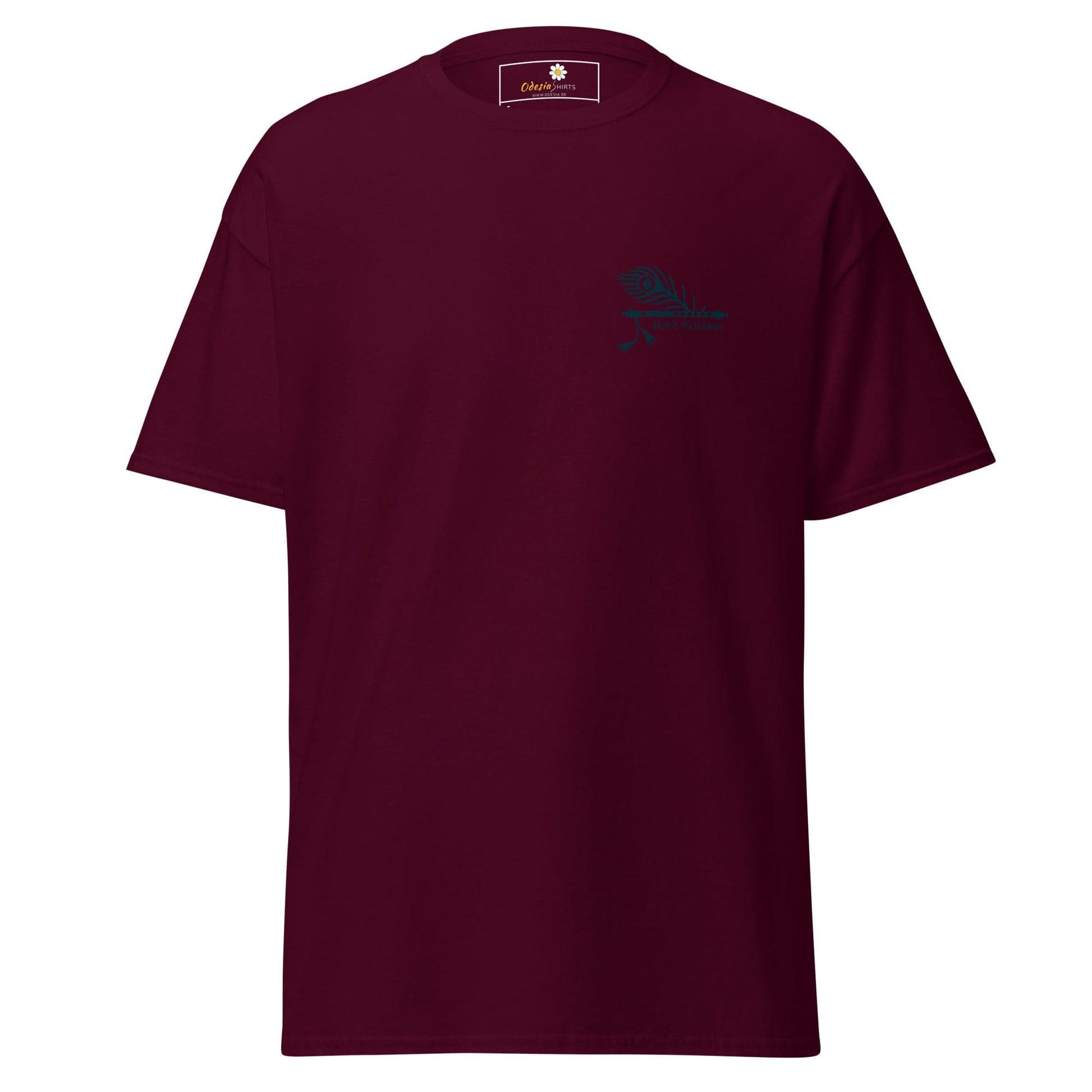 Unisex classic tee - SPIRITUAL KRISHNA’S FLUTE POCKET - REGULAR - Maroon / S
