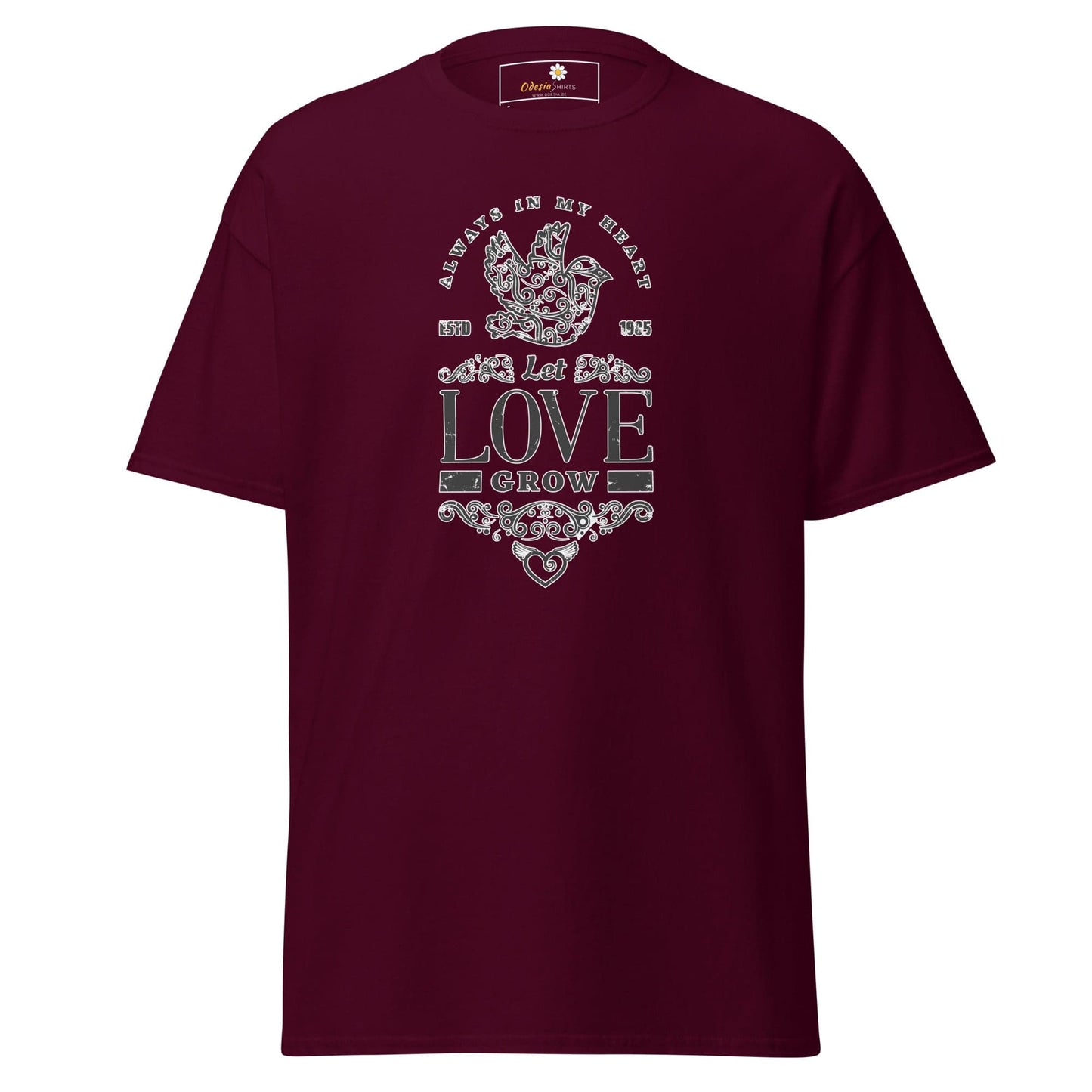 Unisex classic tee - POSITIVE LET LOVE GROW - REGULAR - Maroon / S