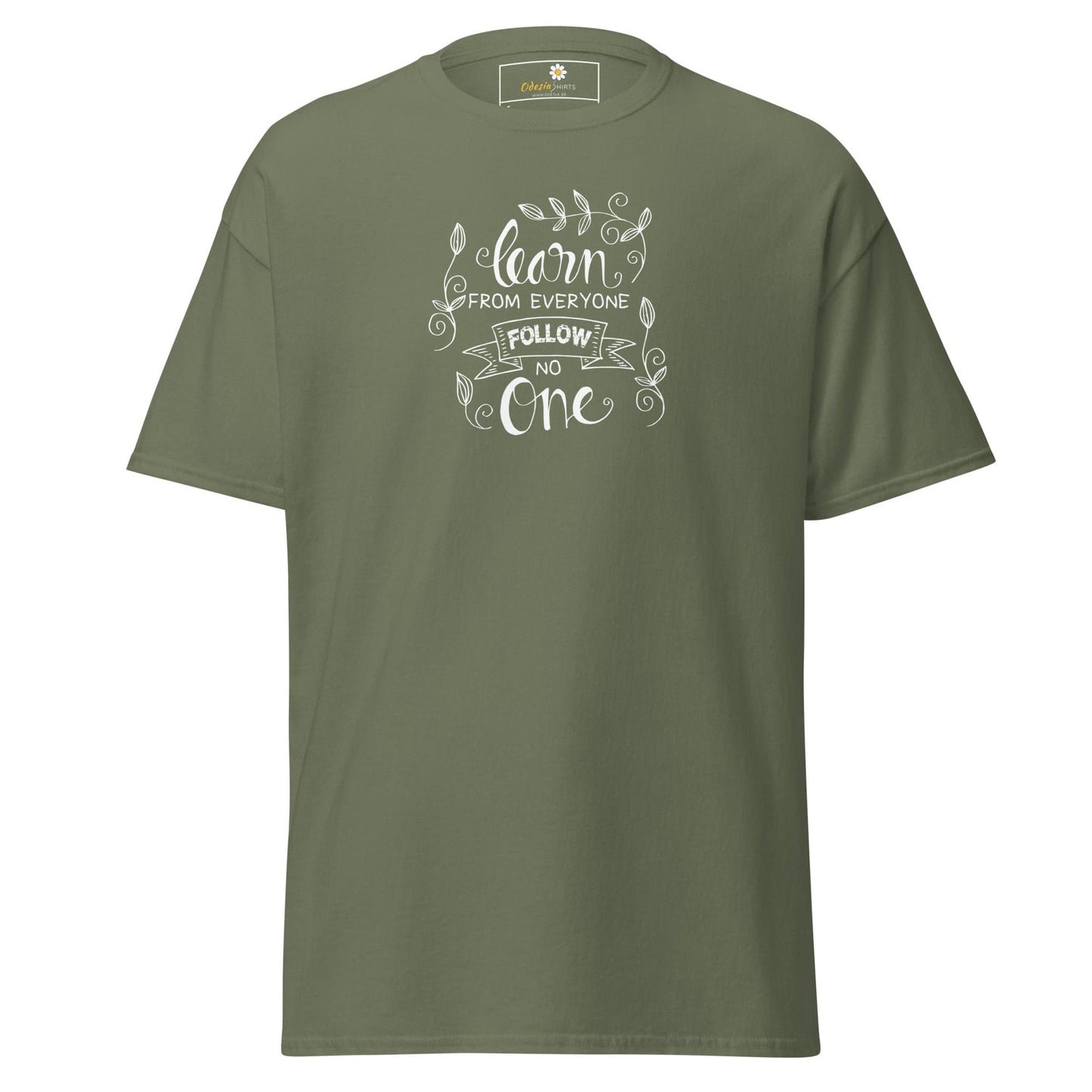 Unisex classic t-shirt - TEXT LEARN FROM EVERYONE - REGULAR - Military Green / S