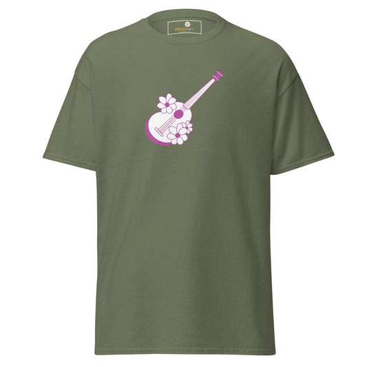 Unisex classic t-shirt - MUSIC GUITAR FLOWERS - REGULAR - Military Green / S