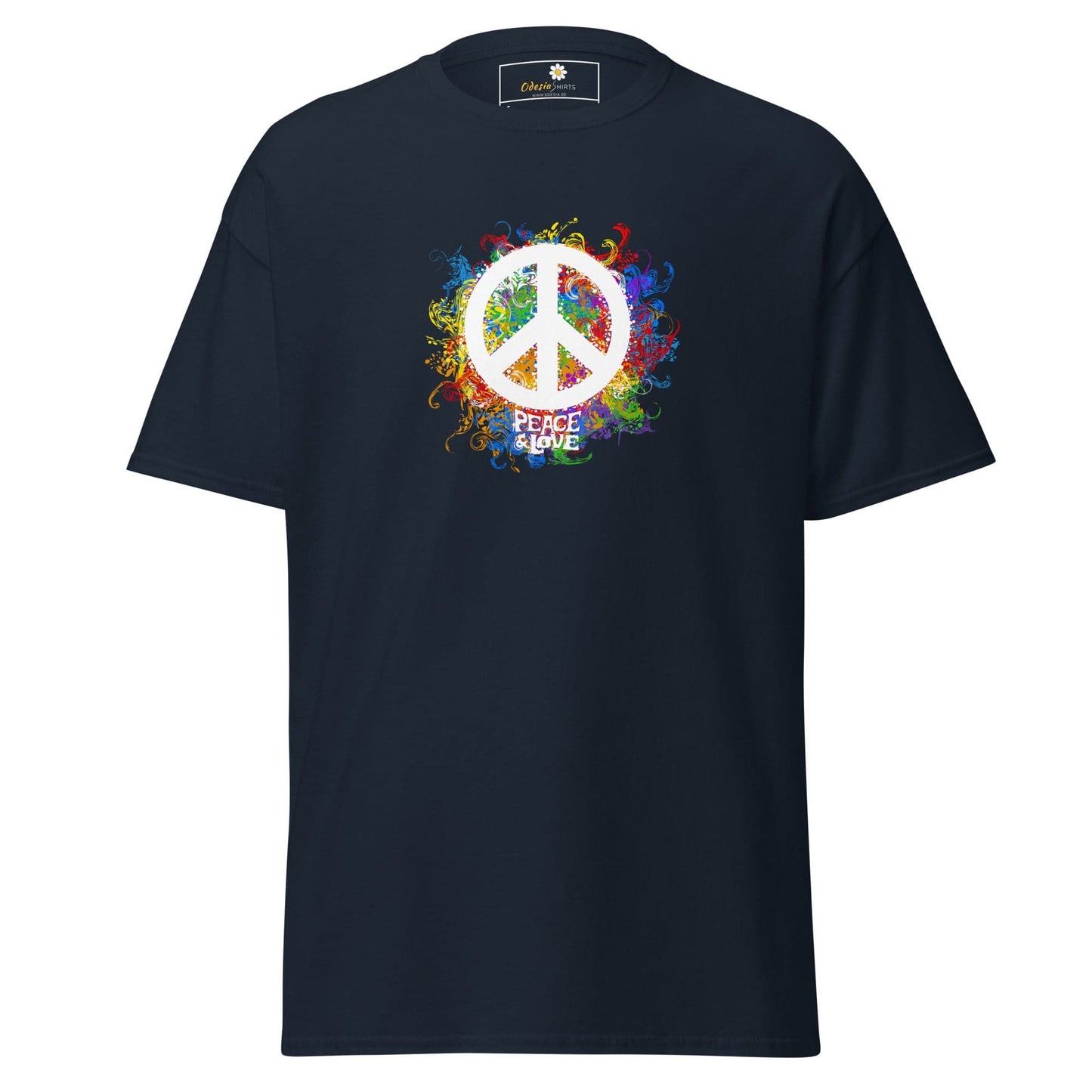 Unisex classic tee - POSITIVE PEACE AND LOVE - REGULAR - Navy / S