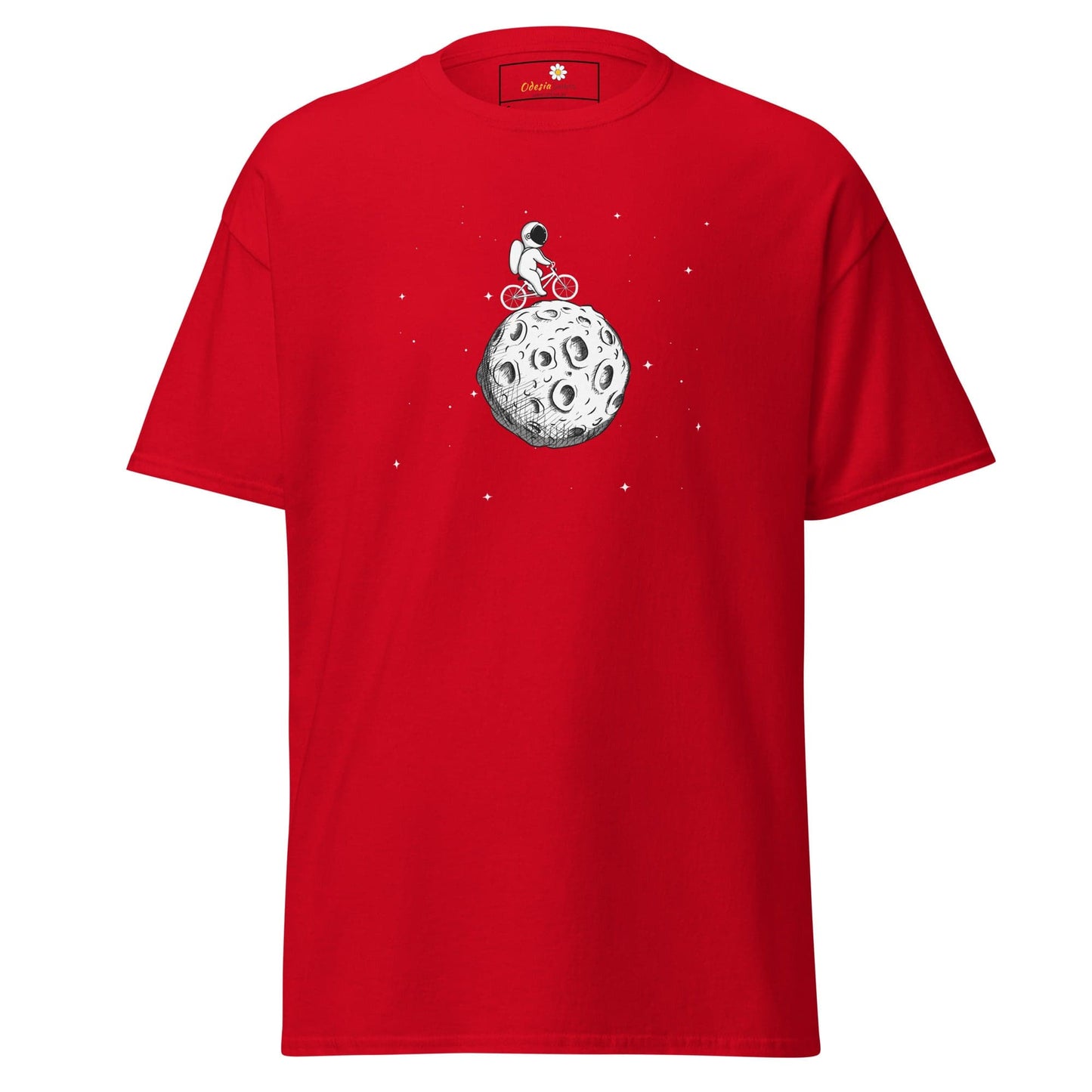 Unisex classic t-shirt - ASTRONAUT RIDING BIKE MOON - REGULAR - Red / S