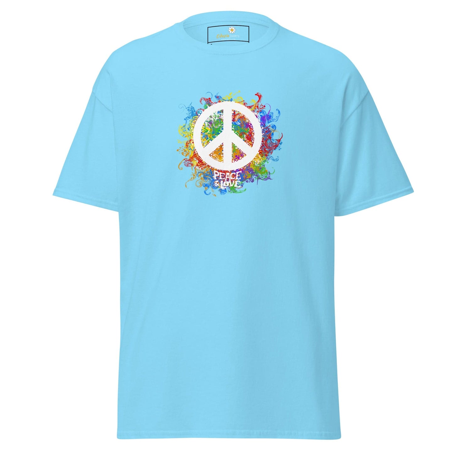 Unisex classic tee - POSITIVE PEACE AND LOVE - REGULAR - Sky / S