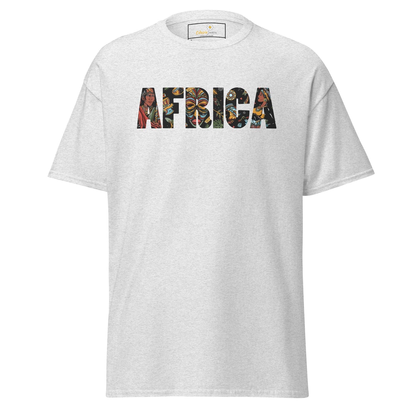 White T-shirt featuring AFRICA text from T-SHIRT DESIGN TEE for Men and Women sizes S to XL