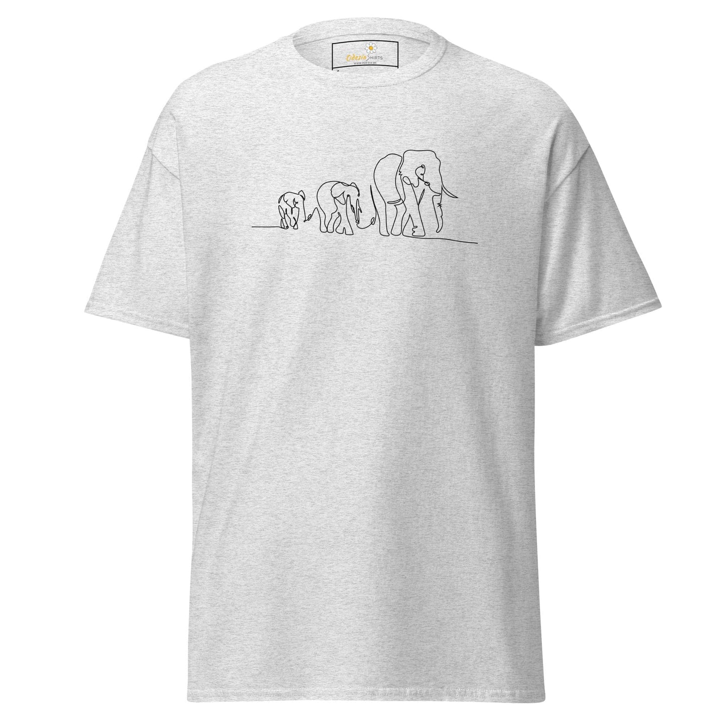 Unisex classic t-shirt - WILD LIFE ELEPHANTS IN LINE - REGULAR - Ash / S