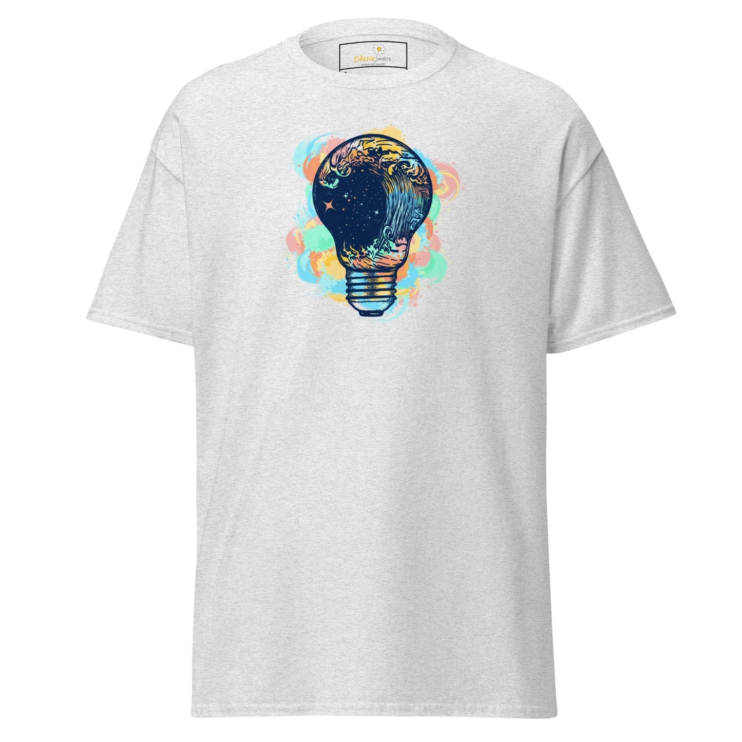 White T-shirt with a lightbulb graphic from the T-SHIRT DESIGN TEE collection for men and women
