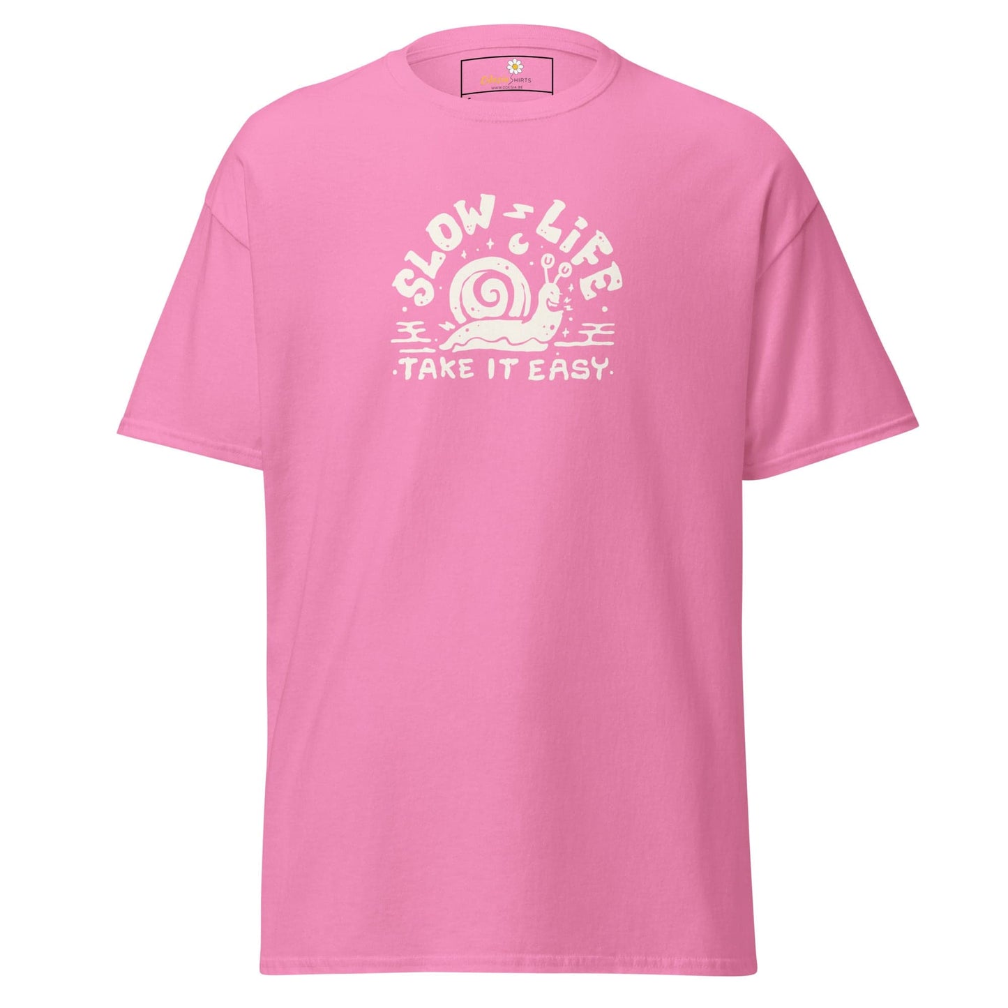 Unisex classic t-shirt - FUN SLOW LIFE EASY - REGULAR - Azalea / S