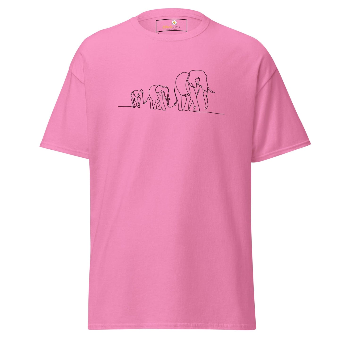 Unisex classic t-shirt - WILD LIFE ELEPHANTS IN LINE - REGULAR - Azalea / S