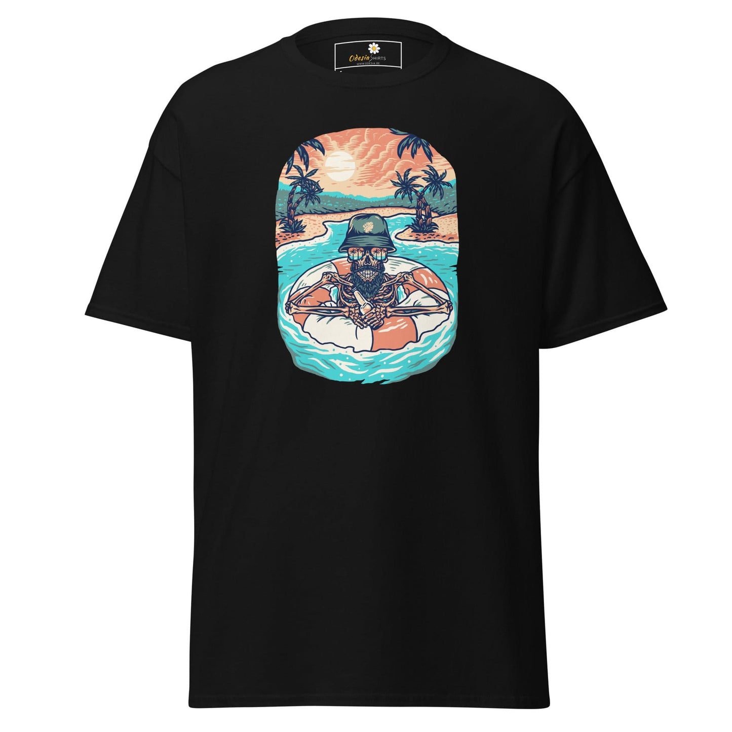 Unisex classic tshirt - SKULL SUMMER POOL - REGULAR - Black / S
