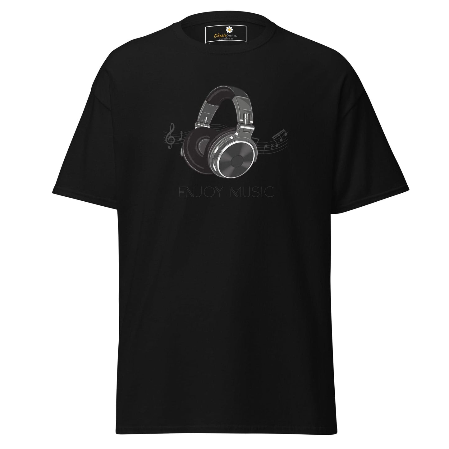 Black T-shirt with headphone graphic from T-SHIRT DESIGN TEE for Man and Woman