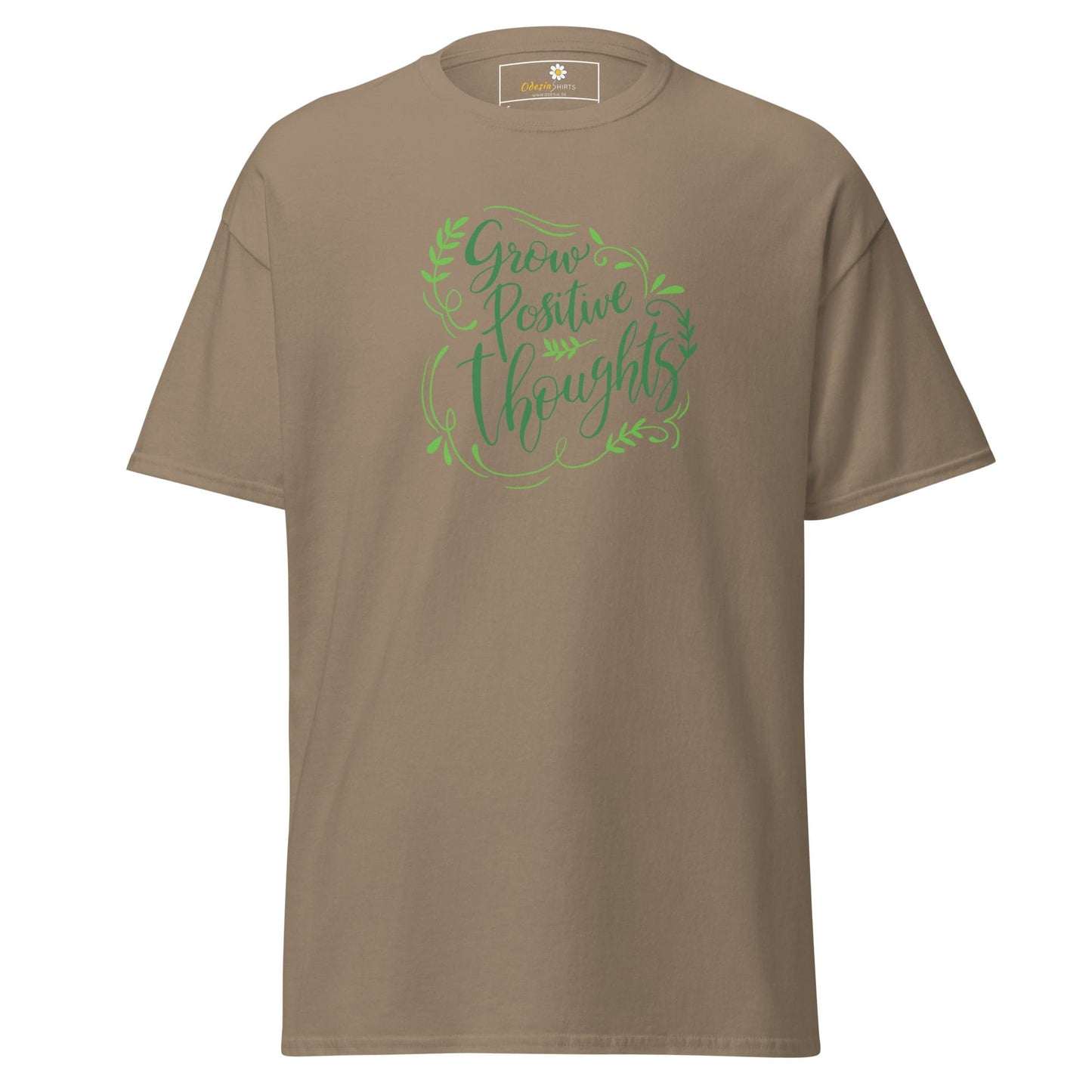 Unisex classic t-shirt - TEXT POSITIVE GROW THOUGHTS - REGULAR - Brown Savana / S