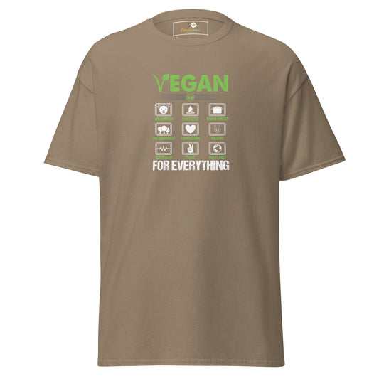 Khaki T-Shirt with Vegan Graphic for Men and Women in Sizes S to XL
