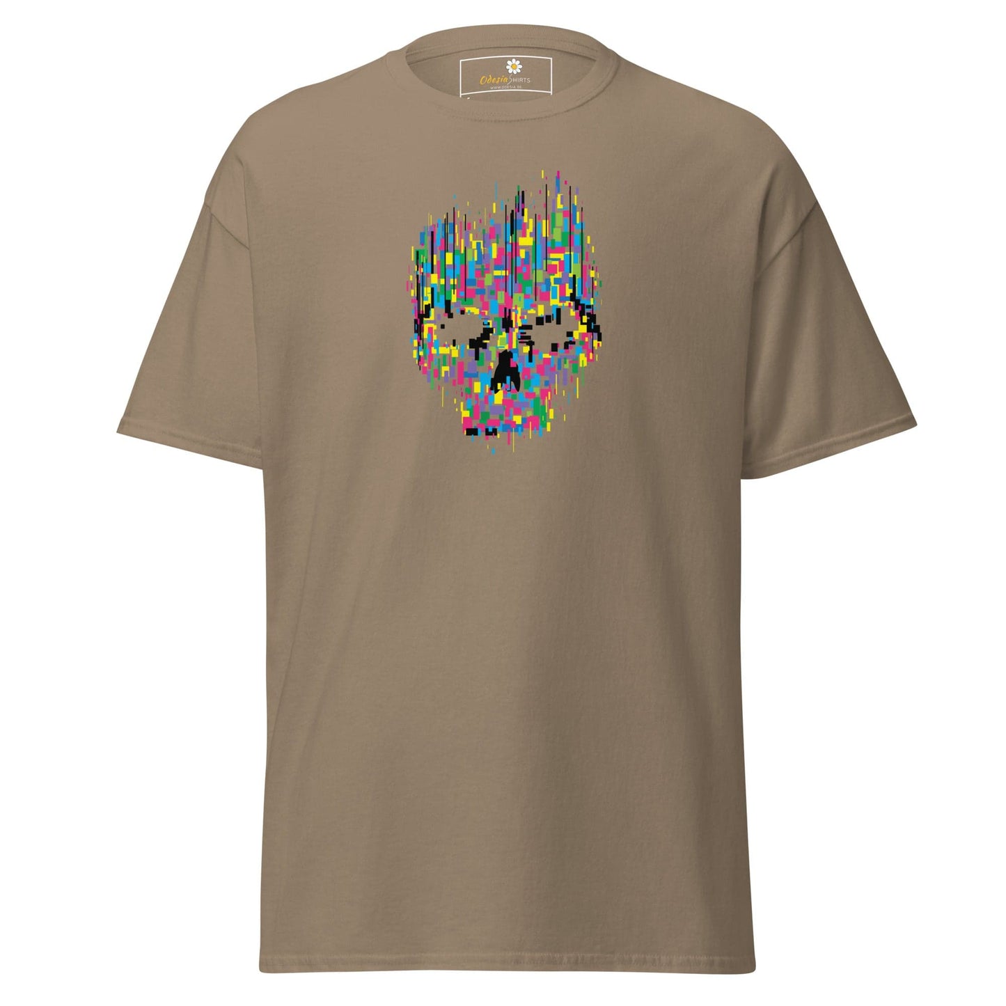 Unisex classic t-shirt - SKULL COLORFUL CUBES - REGULAR - Brown Savana / S