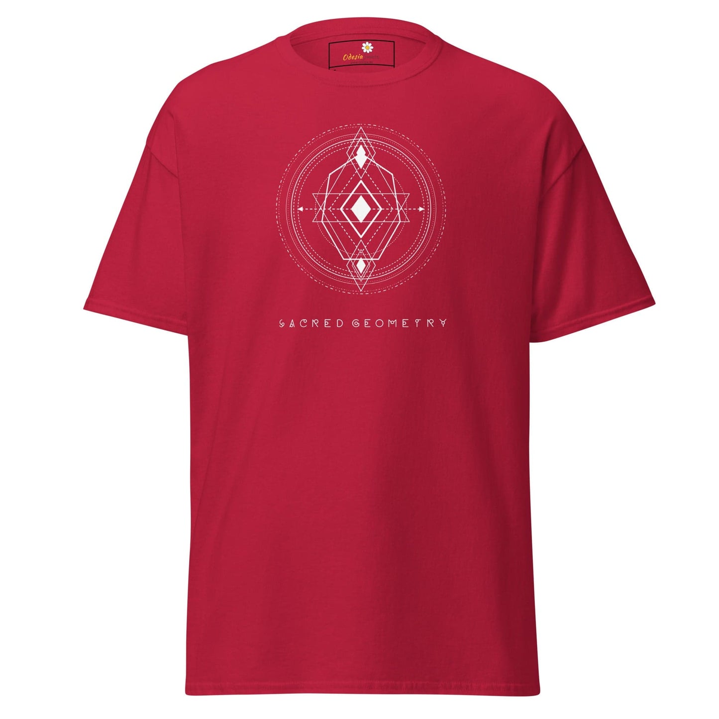 Red t-shirt with geometric design from T-SHIRT DESIGN TEE for Men and Women in sizes S-XL