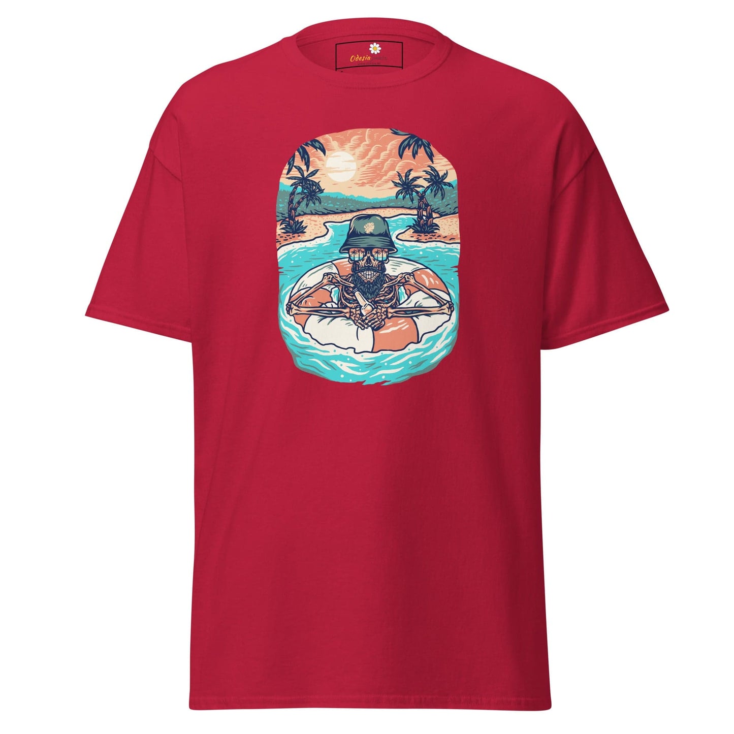Unisex classic tshirt - SKULL SUMMER POOL - REGULAR - Cardinal / S