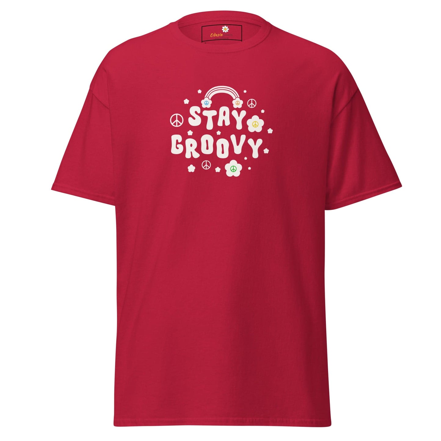 Unisex classic t-shirt - POSITIVE STAY GROOVY FLOWERS - REGULAR - Cardinal / S