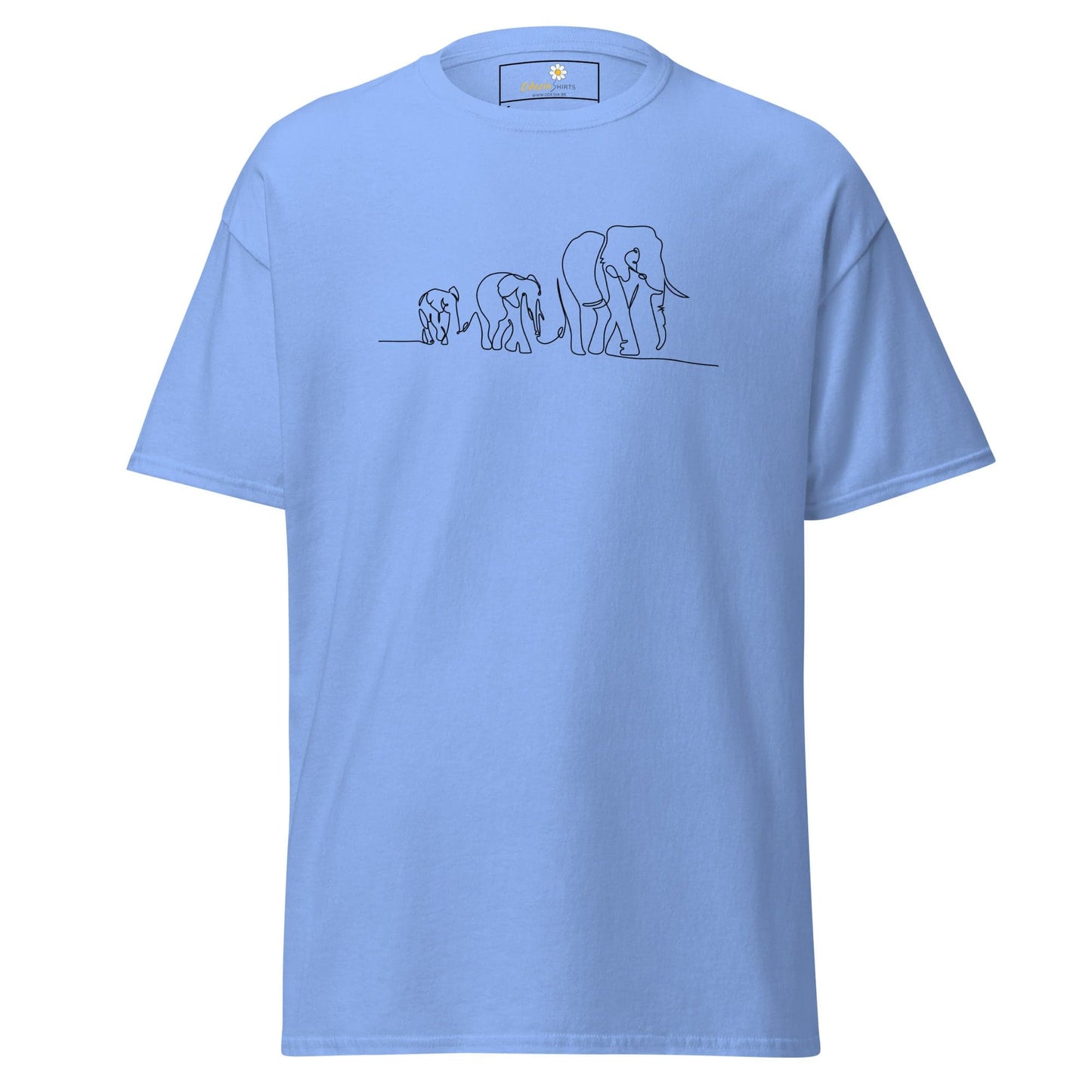 Unisex classic t-shirt - WILD LIFE ELEPHANTS IN LINE - REGULAR - Carolina Blue / S