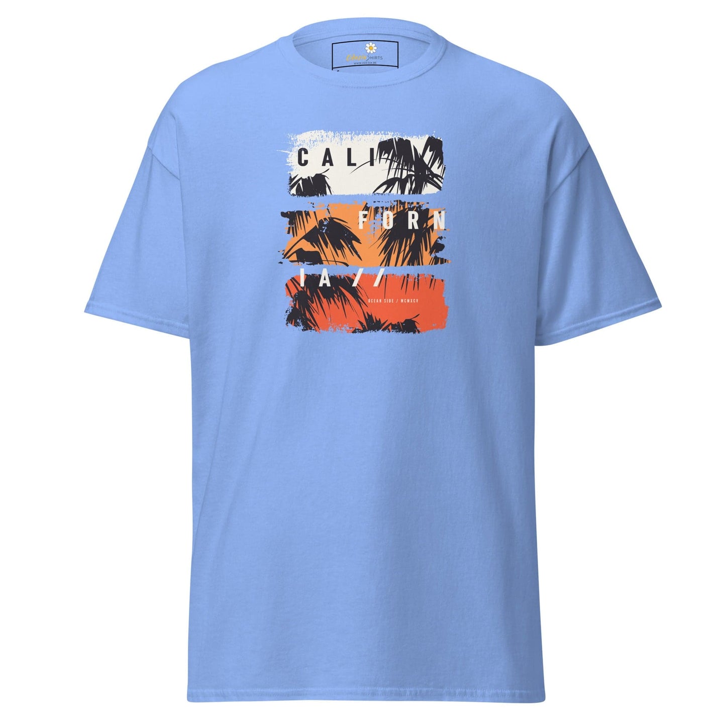 Light blue T-shirt with California graphic for men and women in sizes S to XL