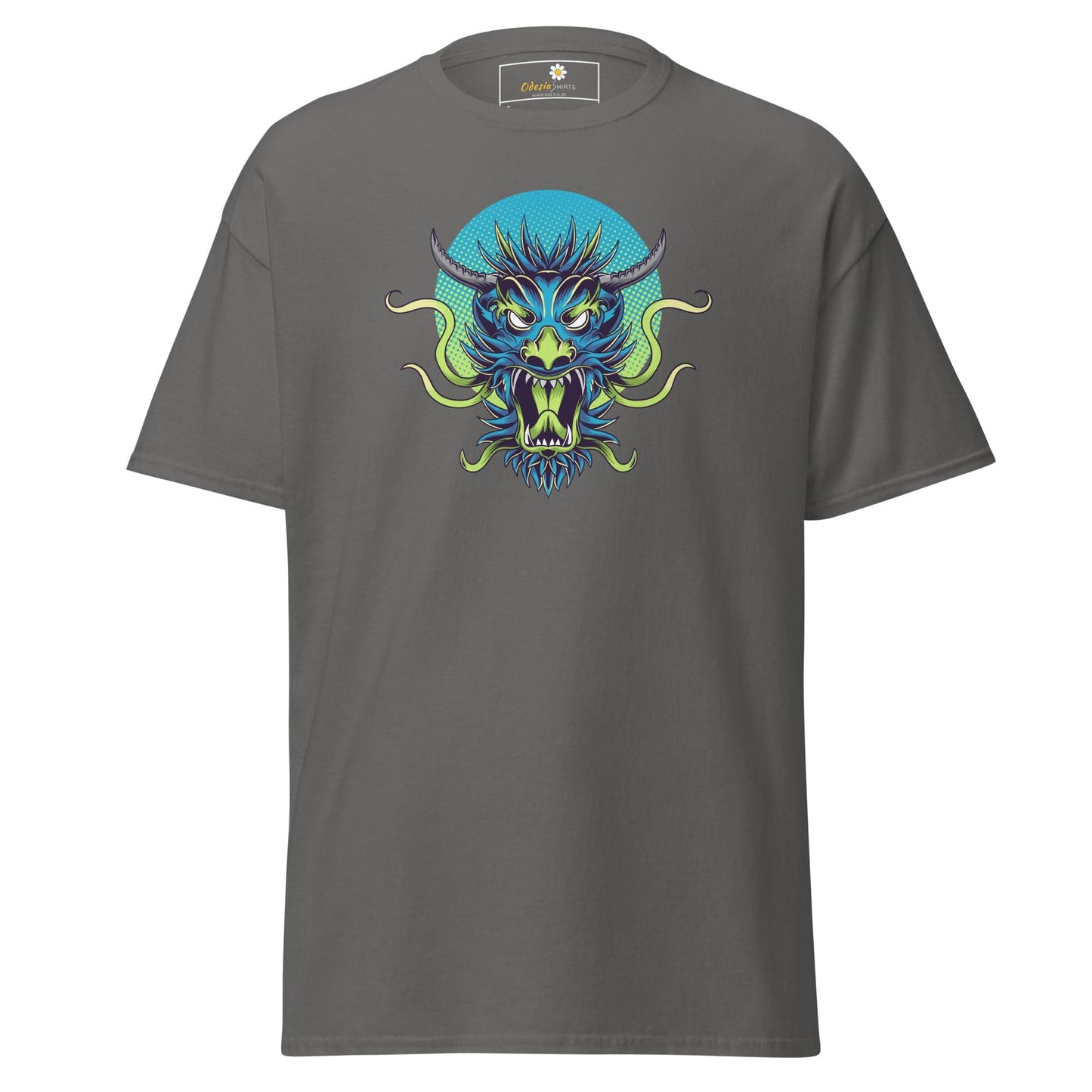 Gray T-shirt with detailed dragon graphic for Men and Women in sizes S to XL