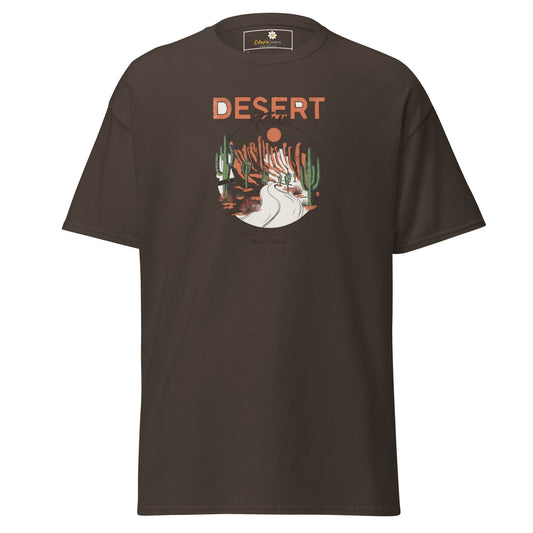 Brown T-shirt with desert graphic for men and women in size S to XL