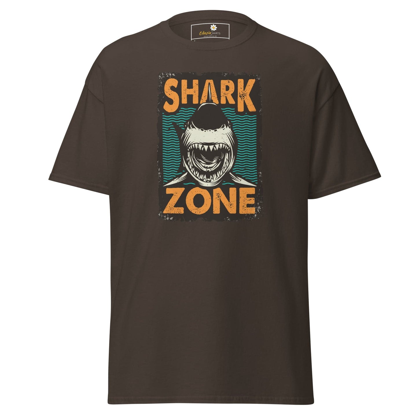 Unisex classic t-shirt - WILD LIFE SHARK ZONE - REGULAR - Dark Chocolate / S