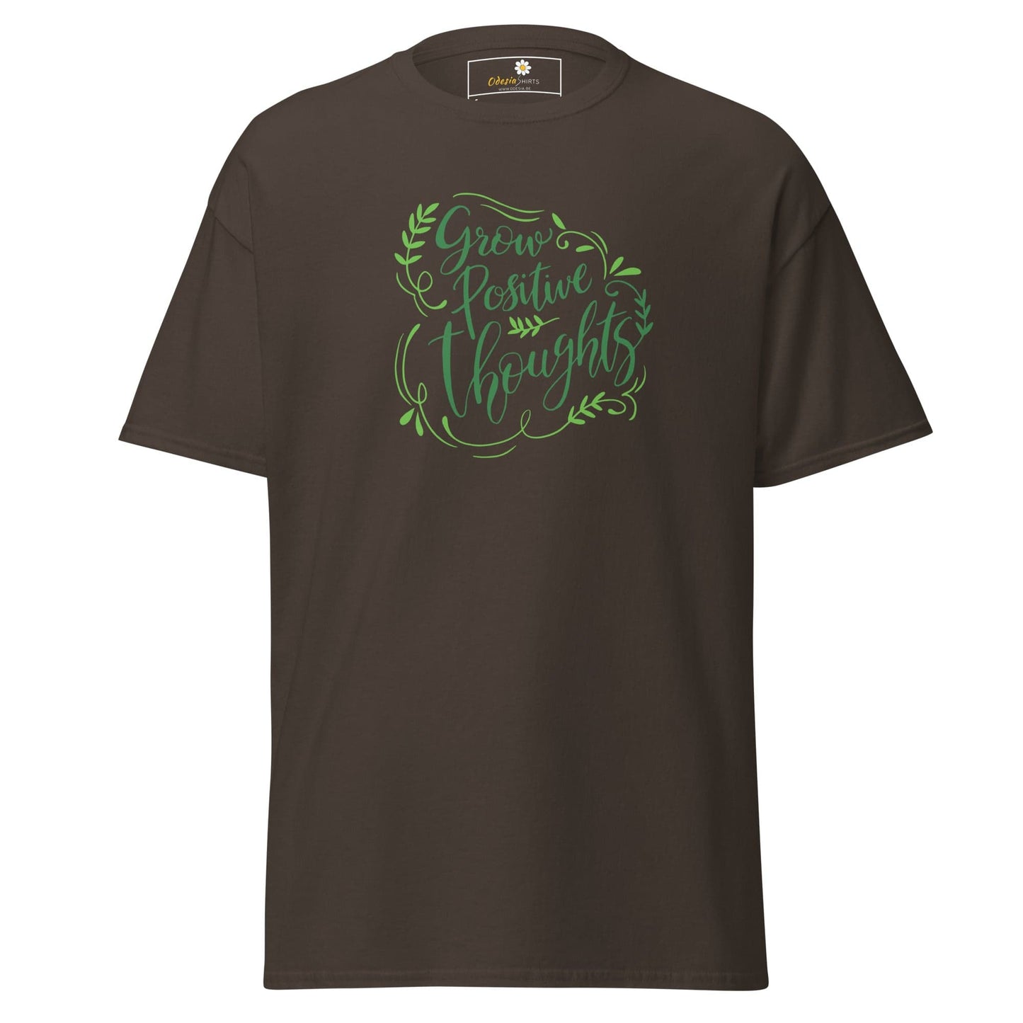 Unisex classic t-shirt - TEXT POSITIVE GROW THOUGHTS - REGULAR - Dark Chocolate / S