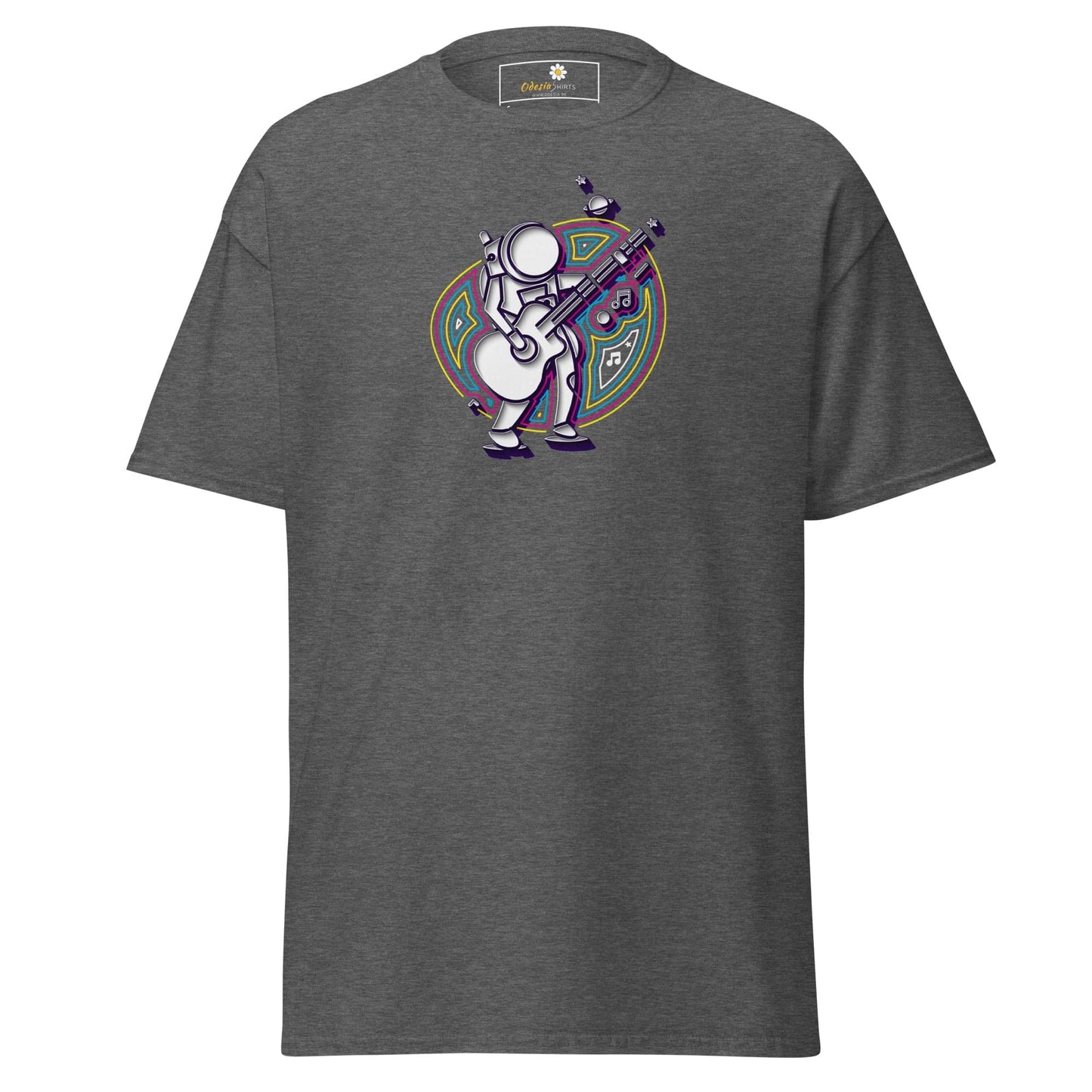 Gray T-shirt featuring an astronaut graphic from T-SHIRT DESIGN TEE for Men and Women