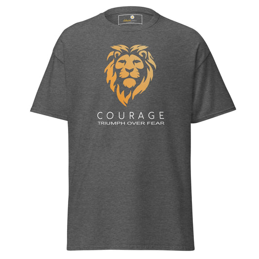 Gray T-shirt with lion graphic, suitable for Men and Women in sizes S to XL