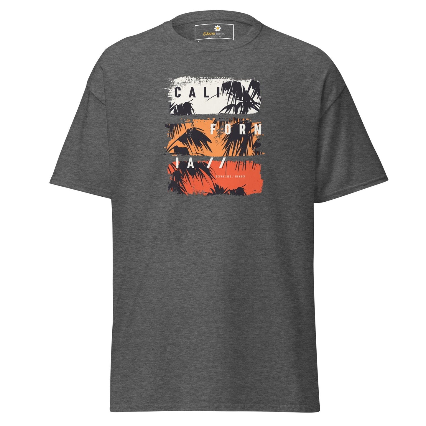 Gray T-shirt featuring California graphic for men and women in S to XL sizes