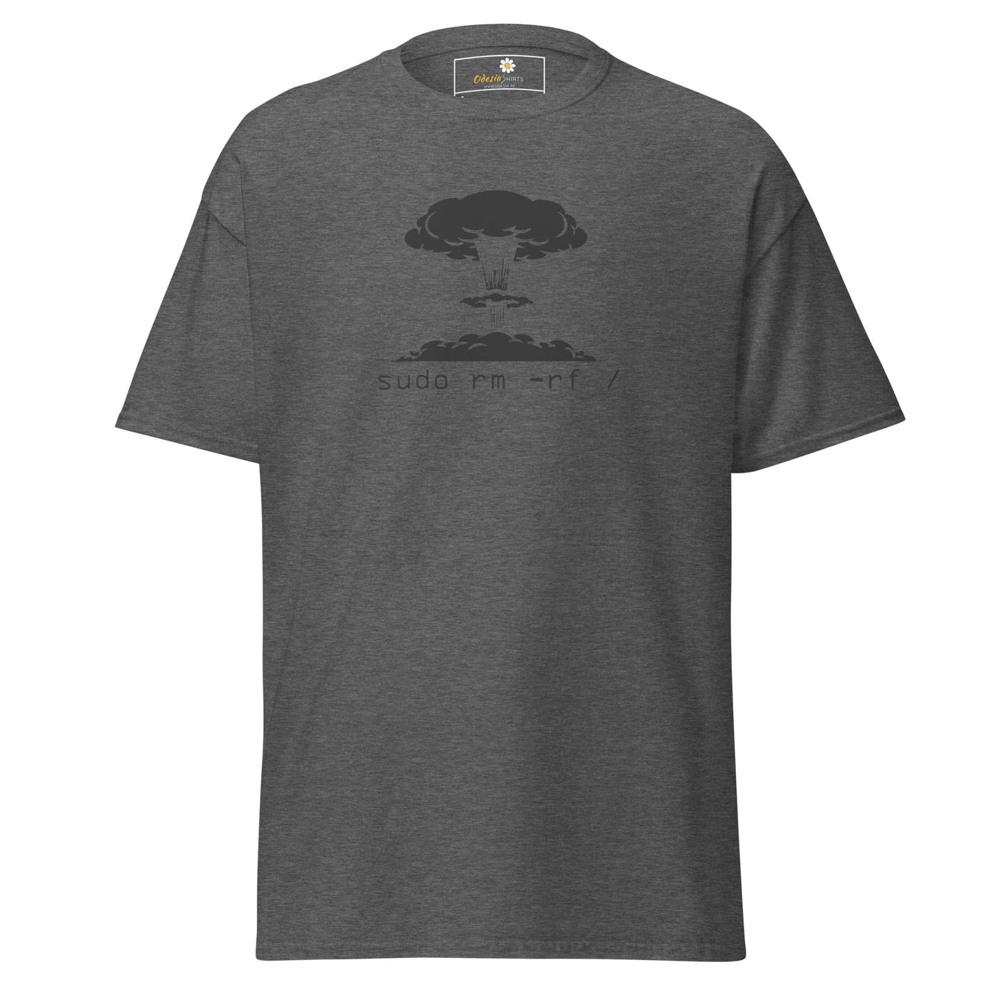 Gray T-shirt with mushroom cloud graphic from T-SHIRT DESIGN TEE for men and women