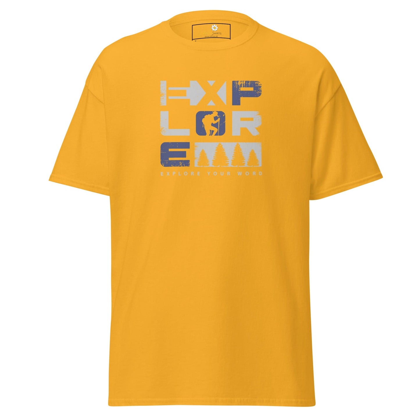 Unisex classic t-shirt - TEXT EXPLORE YOUR WORLD - REGULAR - Gold / S