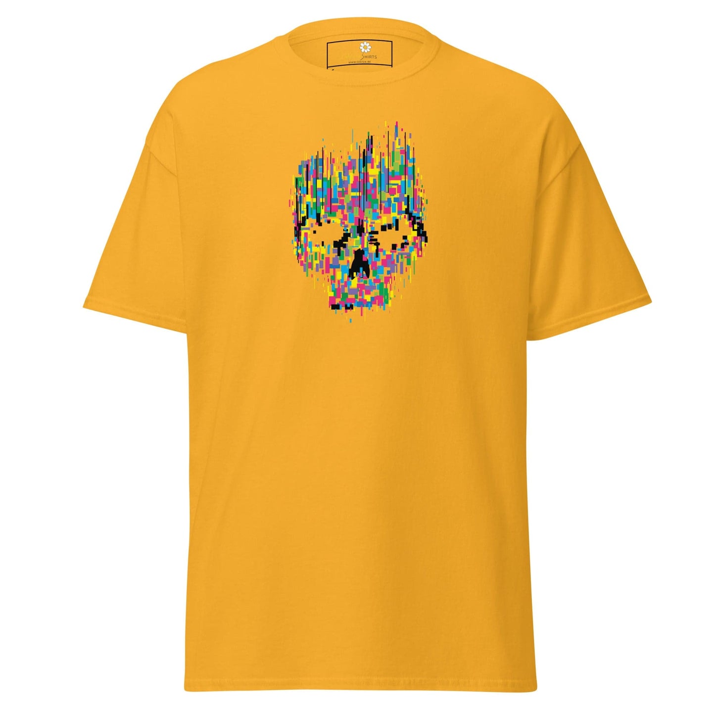 Unisex classic t-shirt - SKULL COLORFUL CUBES - REGULAR - Gold / S