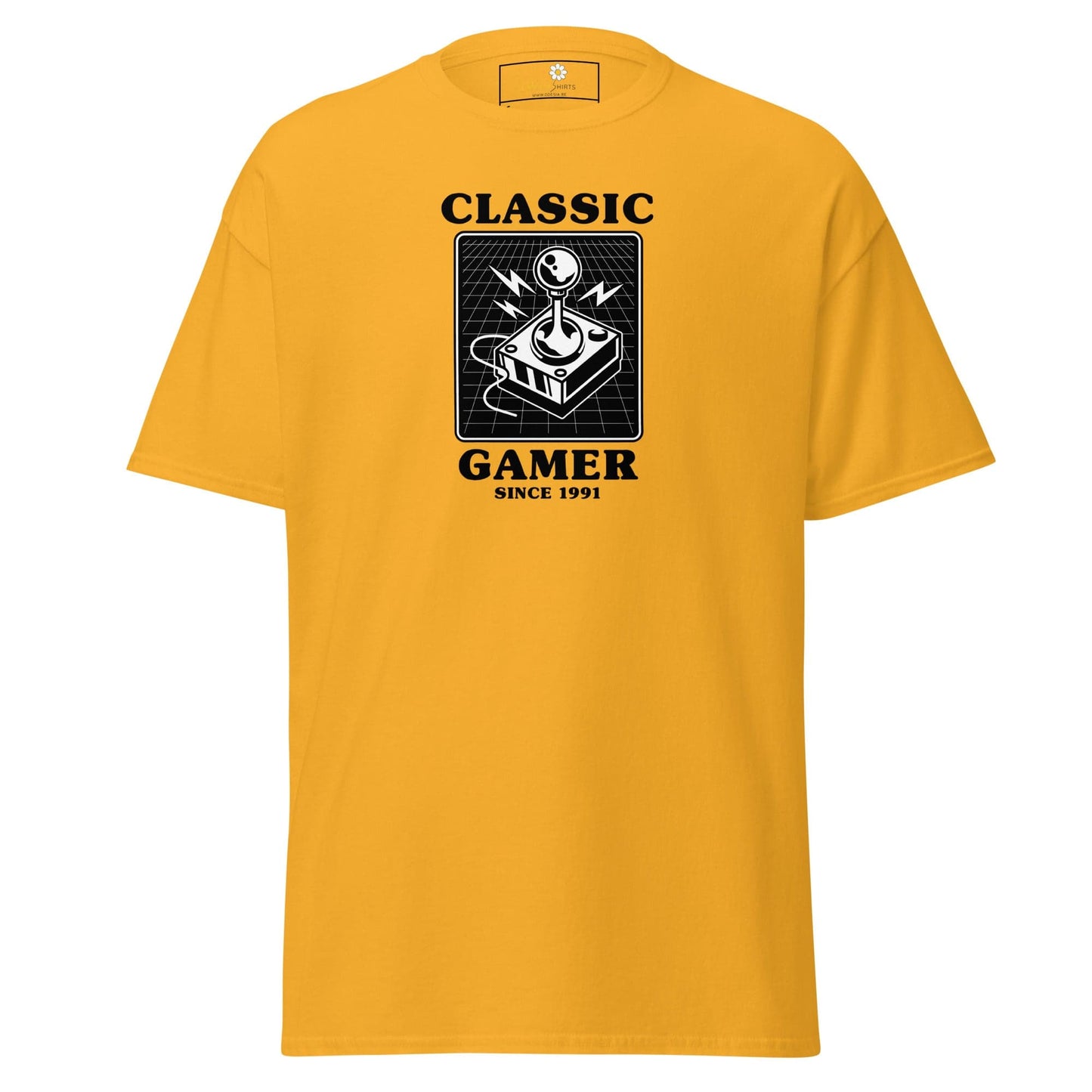 Yellow T-shirt with retro gaming design for Men and Women in sizes S to XL