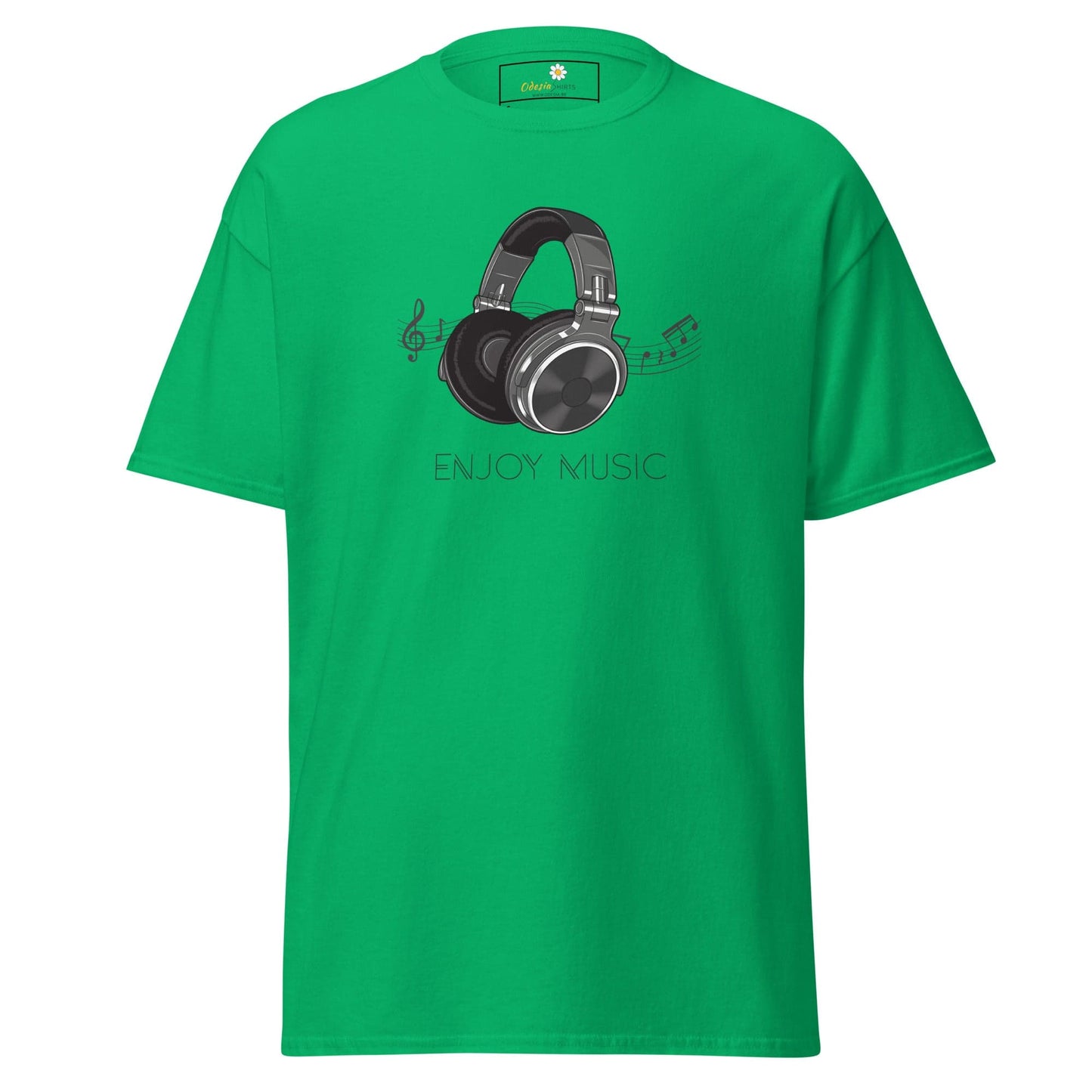 Green T-shirt with headphone graphic from T-SHIRT DESIGN TEE for Men and Women